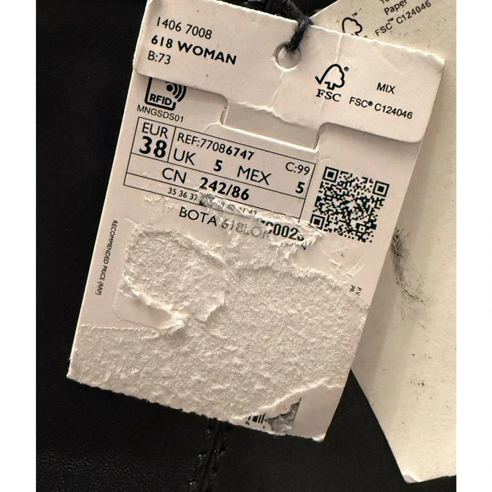 NEW MANGO MNG BLACK LEATHER COWBOY BOOTS SZ 38 7.5 - Picture 8 of 10